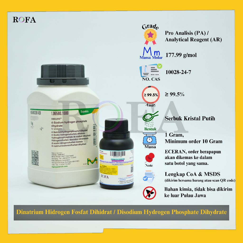 Dinatrium Hidrogen Fosfat Dihidrat / Disodium Hydrogen Phosphate Dihydrate / Na2HPO4.2H2O Pro