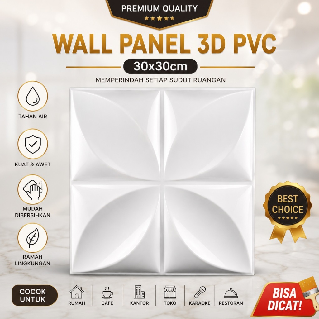 50pcs Wallpaper Dinding 3D Wall Panel PVC – Panel Dinding & Langit-langit Cantik Berkualitas Tinggi