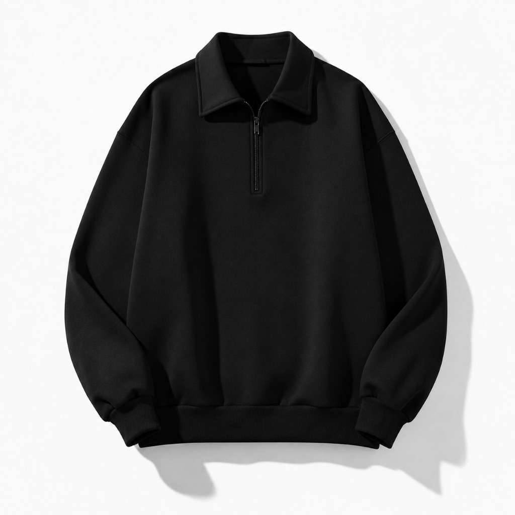 Sweater Half Zip Unisex Sweater Half Zip Polos Fleece Premium