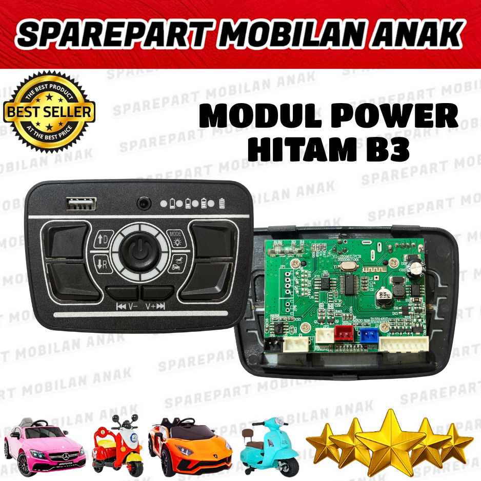 MODUL MUSIK POWER HITAM B3 MOTOR MOBIL MAINAN MUSIK ON OFF USB REMOT CONTROL MOBIL MAINAN
