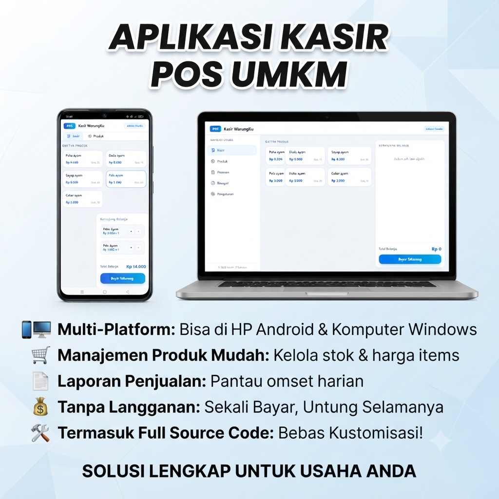 Software Kasir Toko PC & Android - POS Offline Siap Pakai + Bonus Source Code