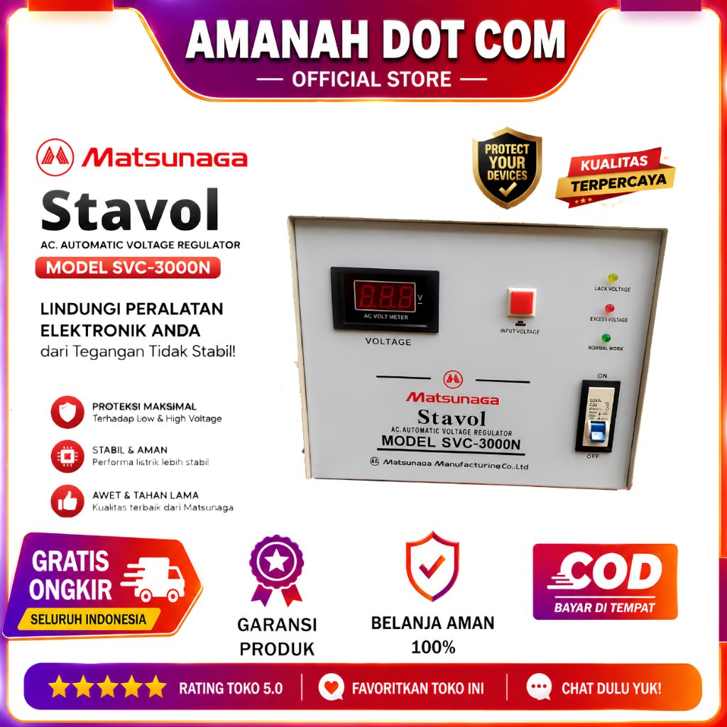 Stabilizer listrik MATSUNAGA 3000wat bisa pilih 2000wat dan 1000 sama 500 wat
