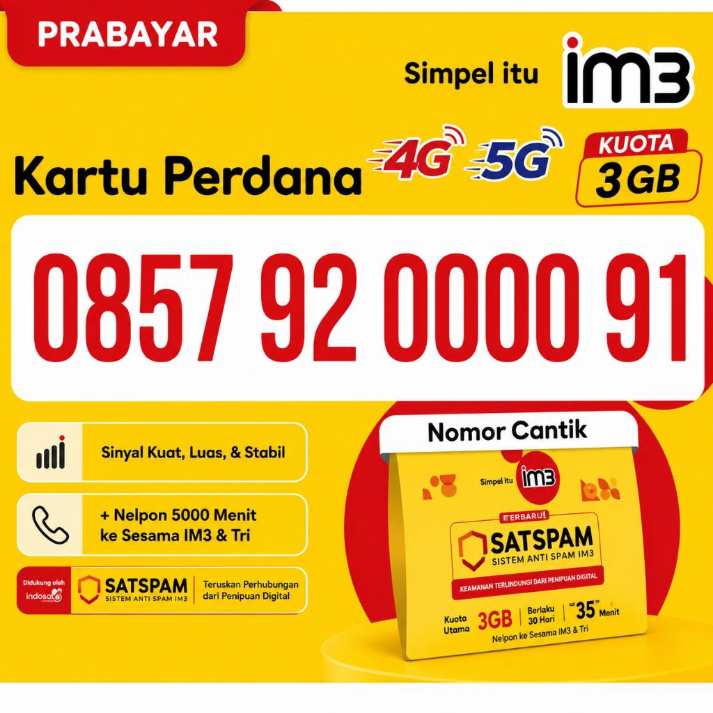 kartu perdana Indosat nomor cantik angka 0000 istimewa i007