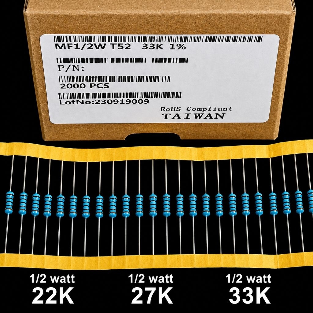 Resistor 1/2 watt 22K 27K 33K kaki tembaga resistor