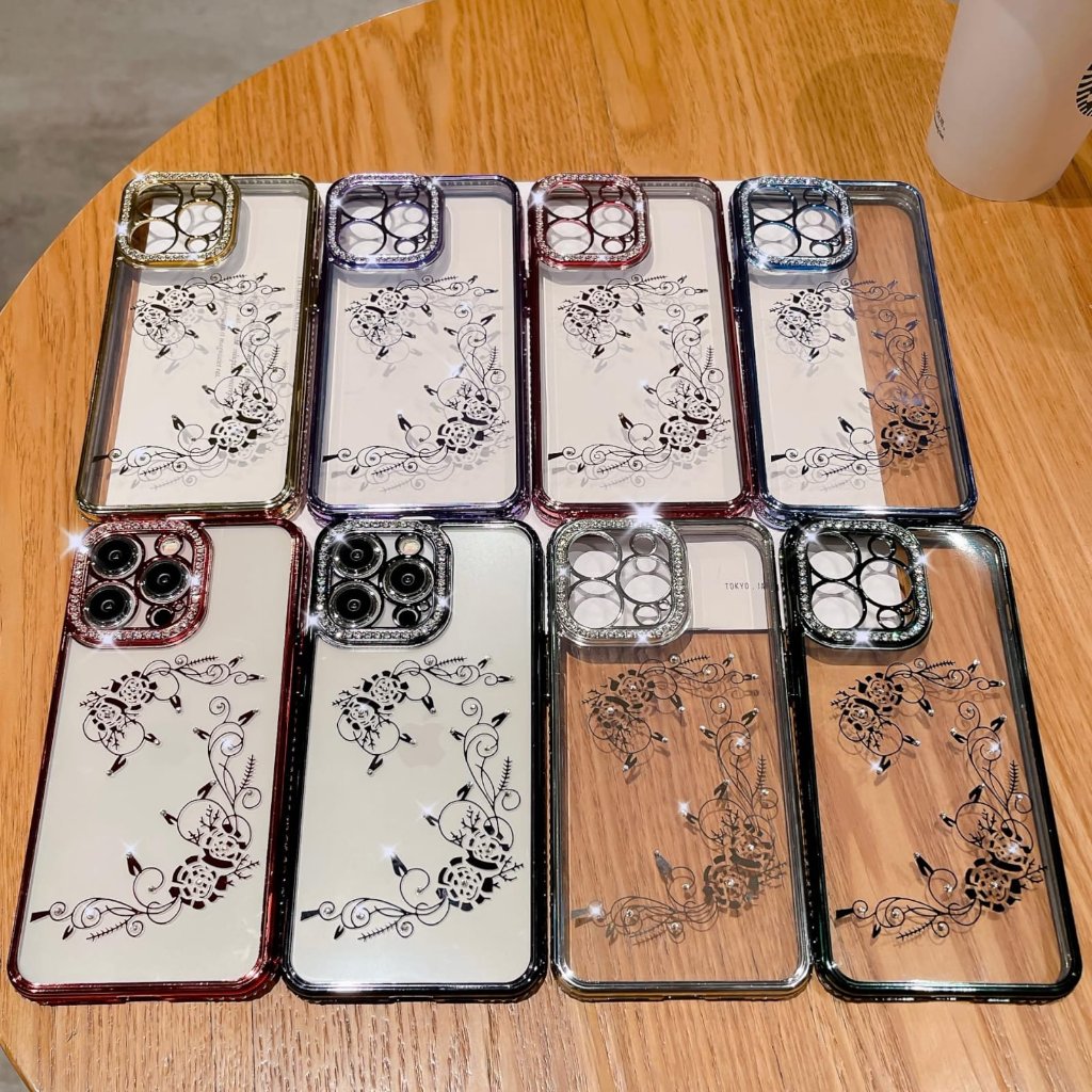 Case IP 12 Bening Transparan Dengan Motif Cantik Elegan Pelindung Handpone Untuk Type Handpone ip 12