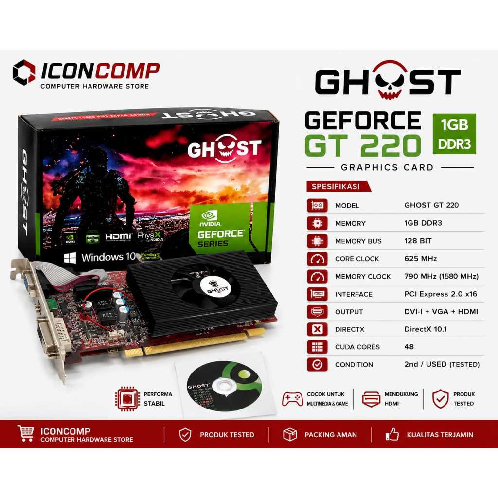 VGA GHOST GT 220 1GB DDR3 128 BIT