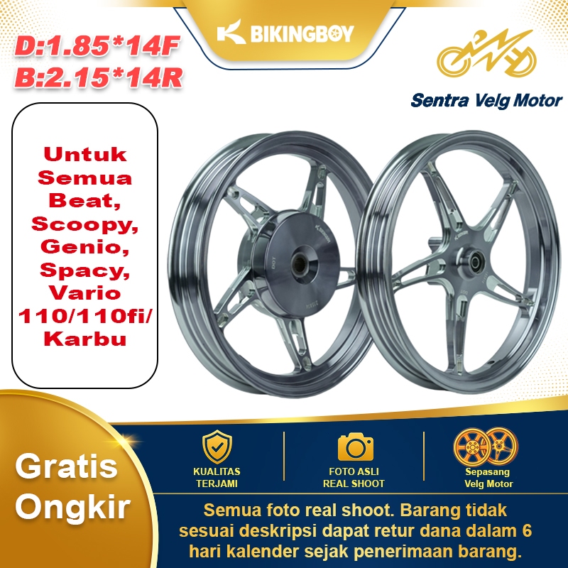 Velg Ring 14 Bikingboy Bintang Laut V1 CNC,PNP Untuk Semua Beat, Scoopy, Genio, Spacy, Vario 110/110