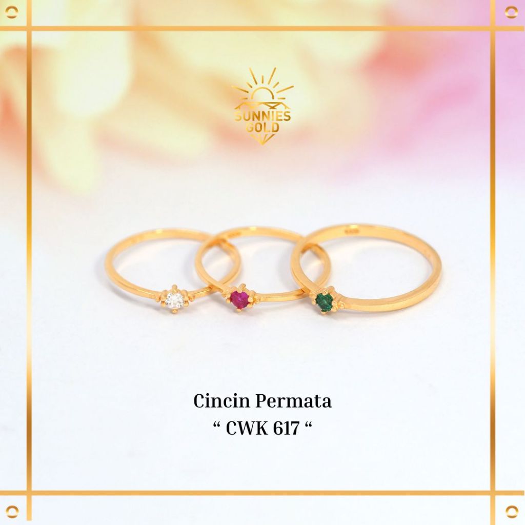 CINCIN EMAS SOLITAIRE KADAR 6K 8K CINCIN WANITA FASHION TERLBARU SUNNIES GOLD - CK 617