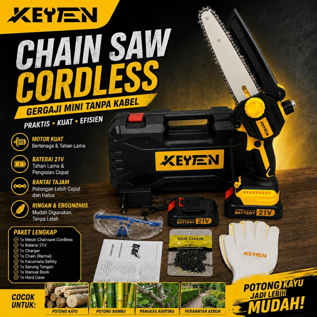 Chainsaw cordless 6 inch /gergaji baterai 6 inch
