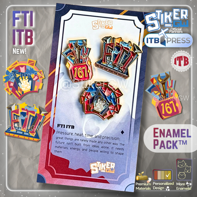 [BERIZIN RESMI] Enamel Pack ITB – FTI | 3 Enamel Emblem Pin Bros Fakultas Teknologi Industri Institu