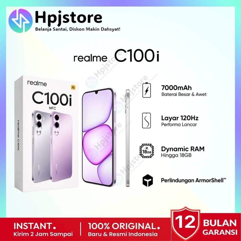 Realme C100i NFC [Ram  4/128 GB & 4/256 GB & 6/128 GB] Baterai 7000 mAh + 15 Watt | Chipset Unisoc T