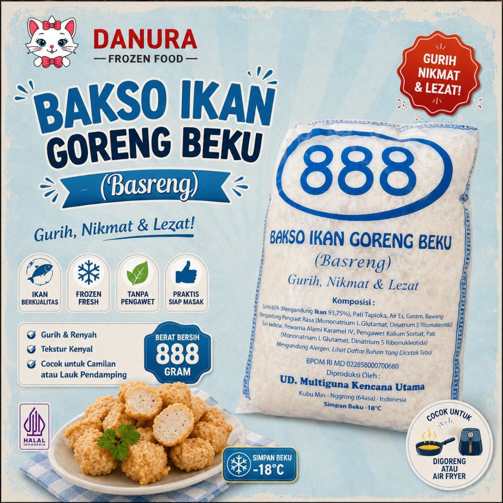 Bakso Ikan Goreng (Basreng) merk 888 (berat 560g-700g) Gurih, Nikmat