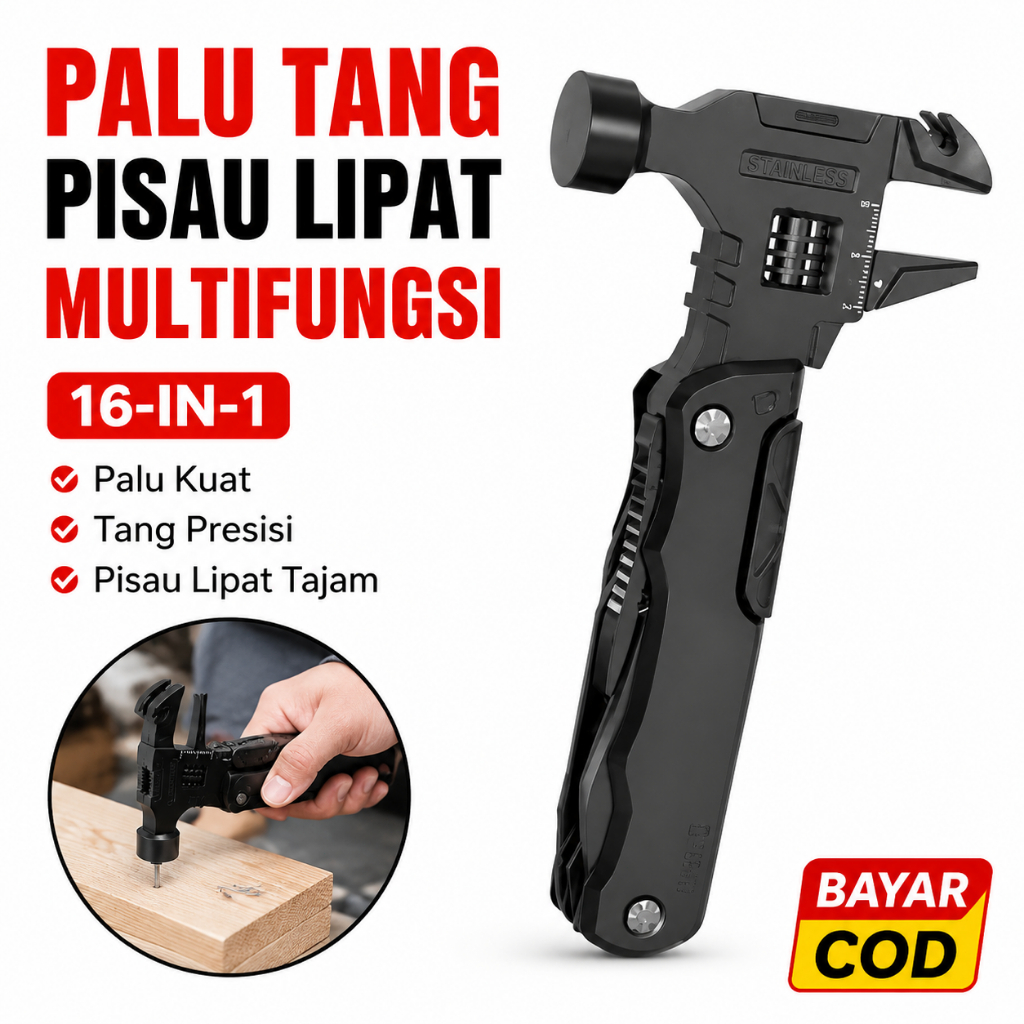 Kunci Ring Serbaguna 16 in 1 Multifungsi Tang Kombinasi Alat Perbaiki Universal Untuk Perawatan Mobi