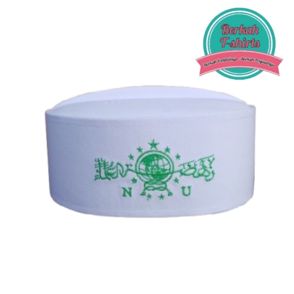PECI ASSAGOFAH LOGO NU BORDIR | PECI NU | SONGKOK NU | PECI PUTIH | SONGKOK PUTIH