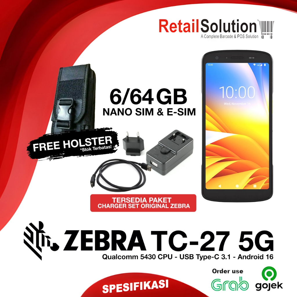Barcode Scanner PDT Android 5G - Zebra TC27 TC-27 6/64 GB