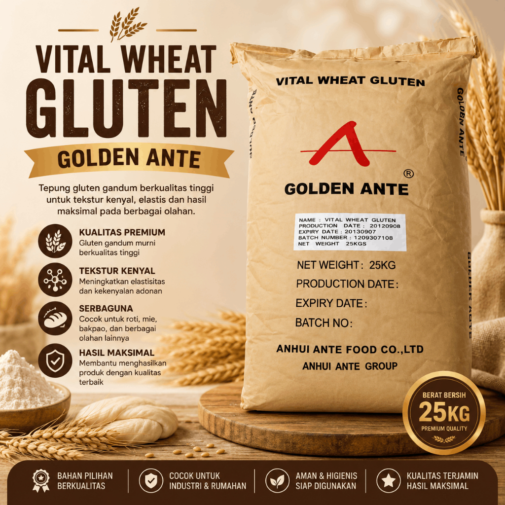 Tepung Gluten / Vital Wheat Gluten / Golden Ante 1 Sak / 25 Kg