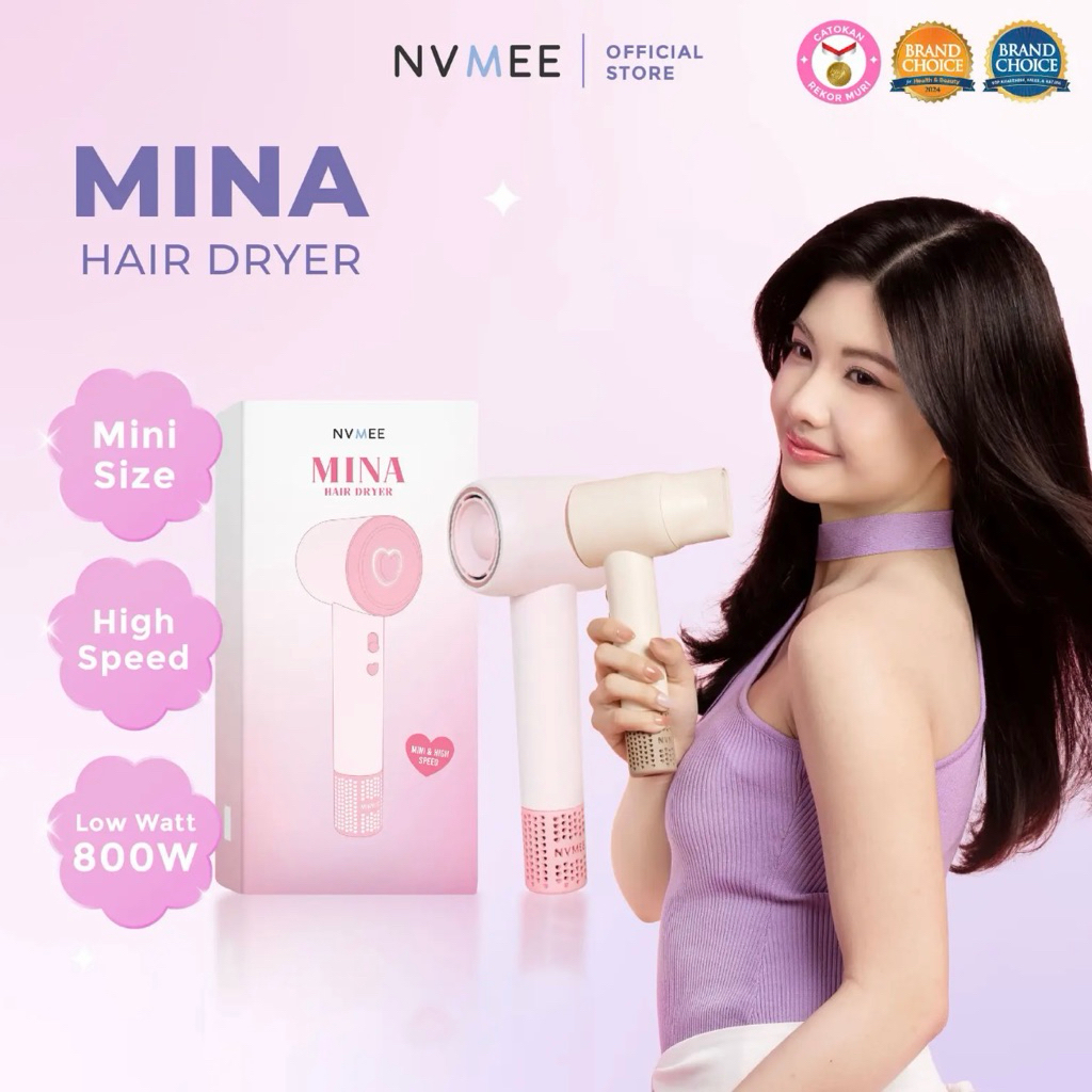 [NEW] MINA NVMEE MINI HIGHSPEED HAIRDRYER 800Watt TRAVEL SIZE ‼️Readystock Jogja Bisa Instant
