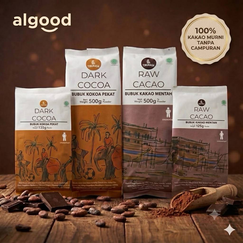 Timurasa dark raw cocoa cacao chocolate powder 100% no sugar - bubuk minuman dark chocolate cokelat 