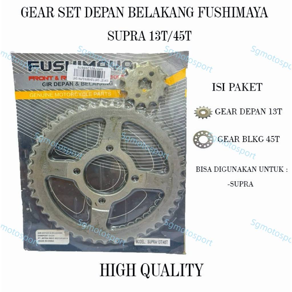 Gear Set Fushimaya Depan Belakang Supra 45T/13T Gear Gigi Supra 13T/45T