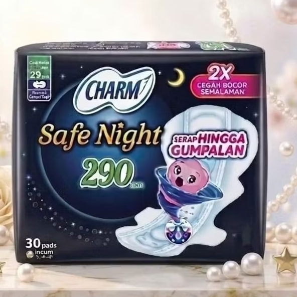(isi 30) charm safe night pembalut malam panjang 29 cm