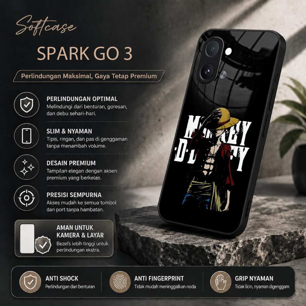 Softcase Glass Kilau Untuk Tekno Spark Go 3 - Cassing Hp Tekno Spark Go 3 - Case Pelindung Hp Tekno 