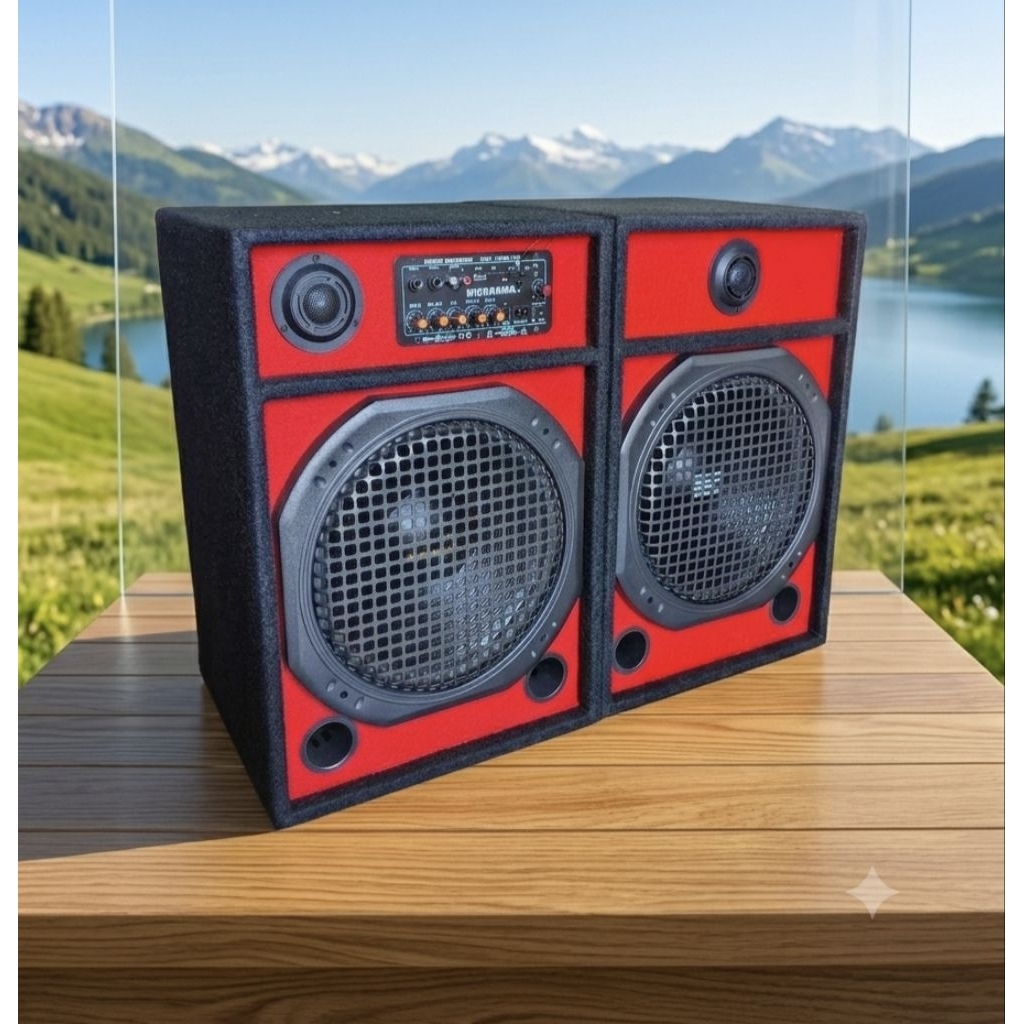 sepasang speaker aktif & pasif 12 inch bluetooth karaoke