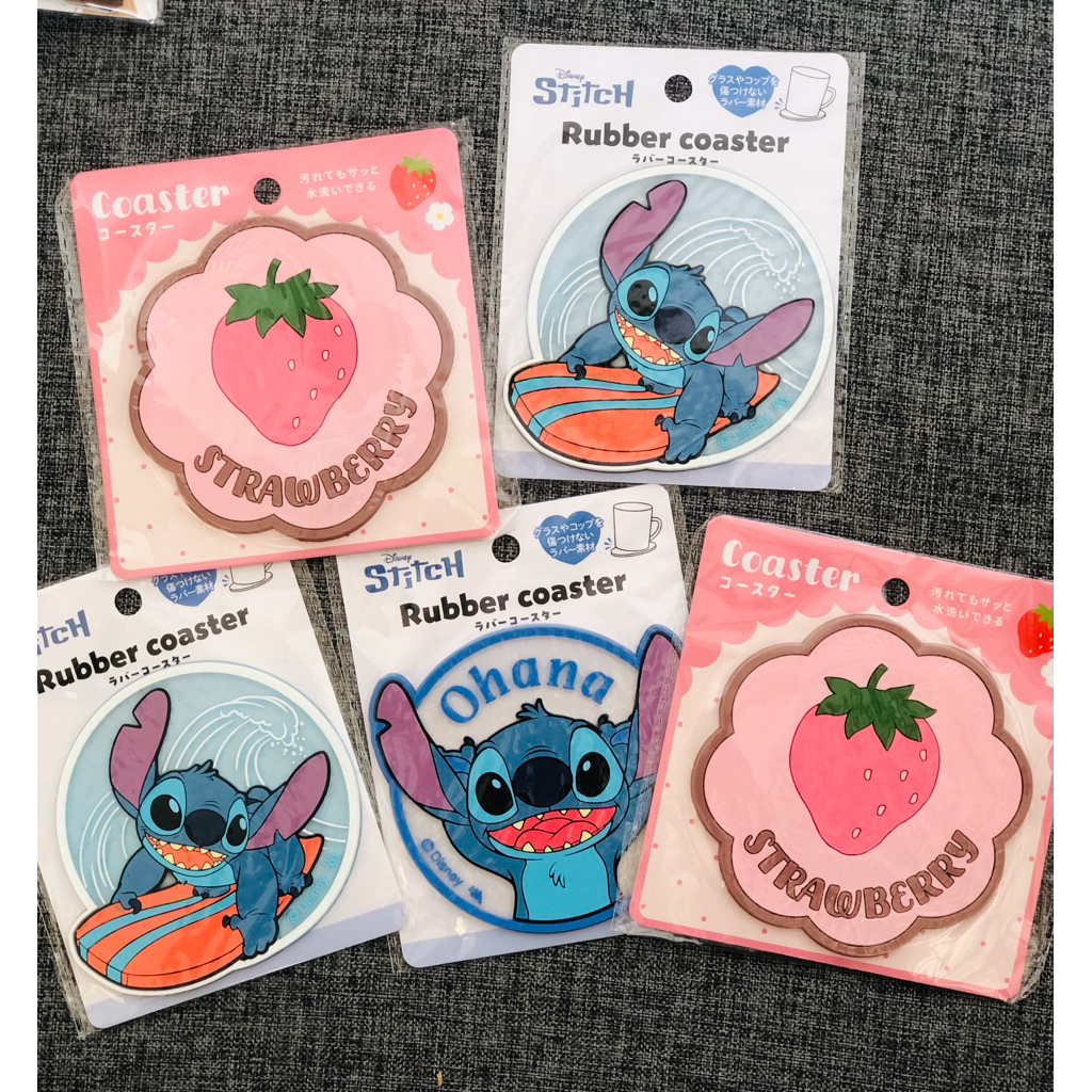 disney stitch strawberry rubber coaster tatakan gelas original japan