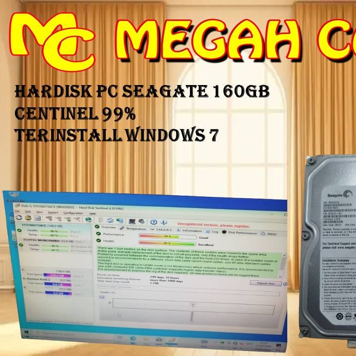 HARDISK PC IDE 160GB CENTINEL 99%