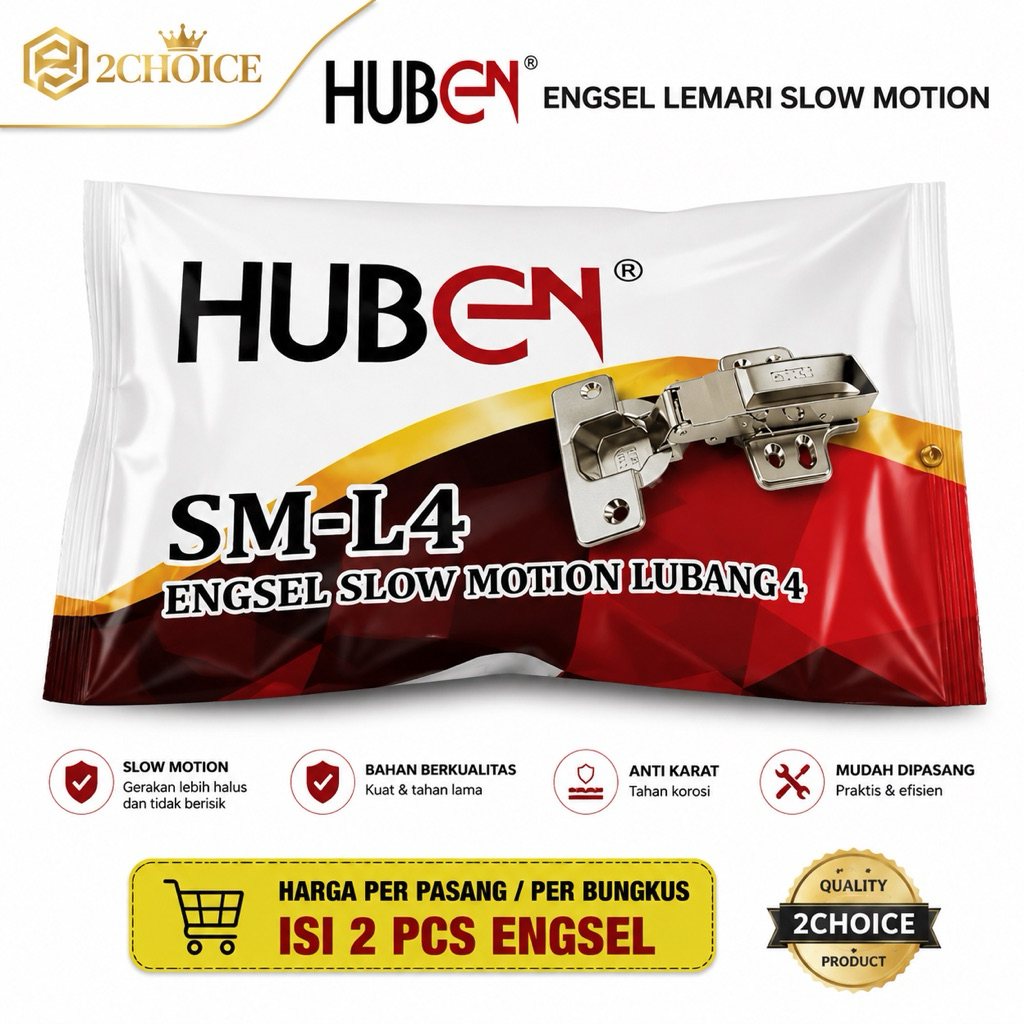 (GROSIR) Engsel Lemari Huben Slow Motion / Engsel Sendok Huben Soft Close Clip On Hidrolik SM-L4 (Ha