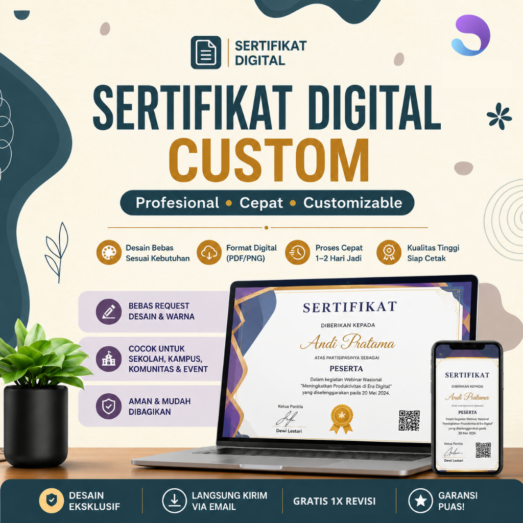Jasa Desain Sertifikat Digital Custom | Sertifikat Pengalaman Kerja, TOEFL, IELTS, Beladiri | Proses