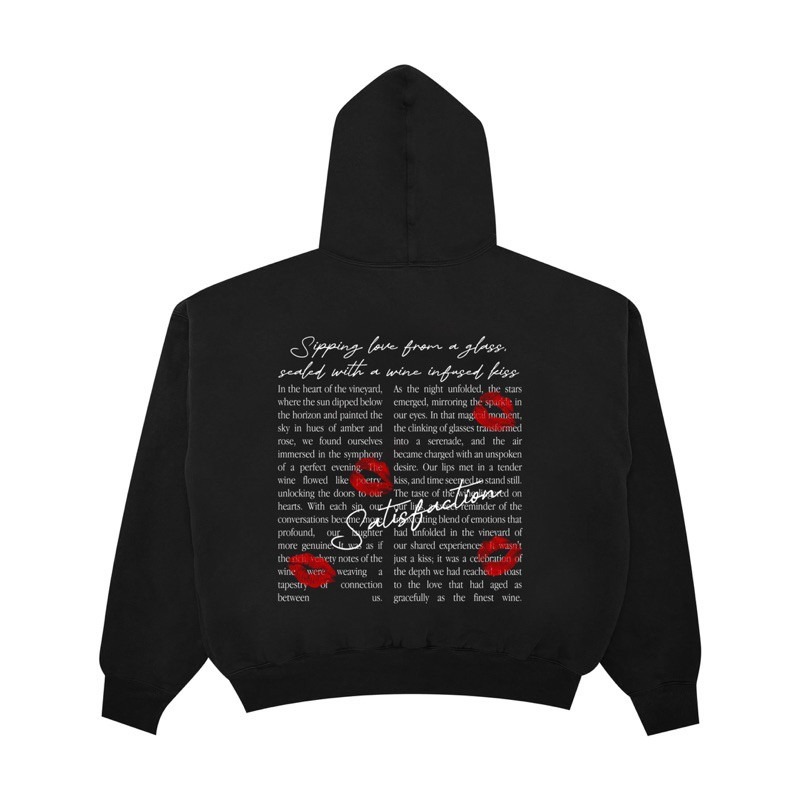 Satisfaction Hoodie Boxy 330GSM Kiss After Wine Black