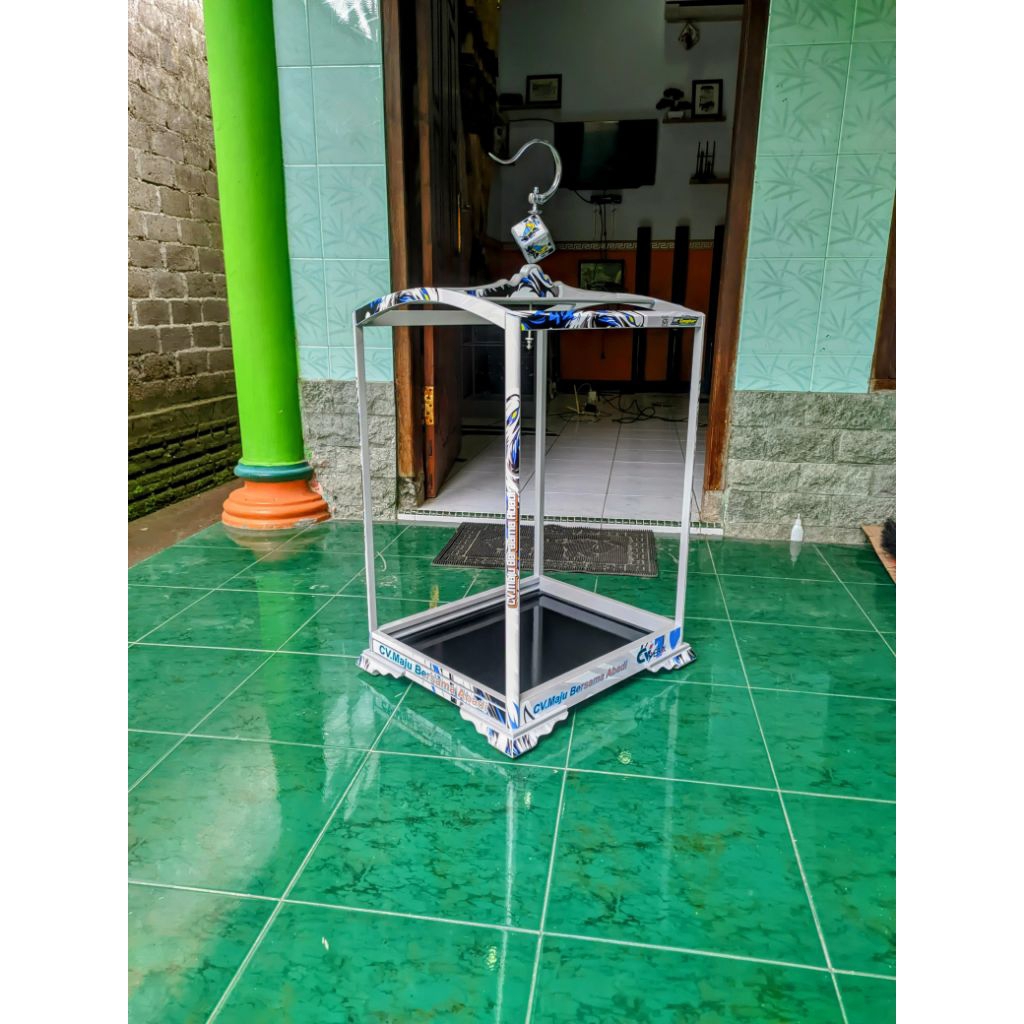 sangkar burung ambrukan full jati premium