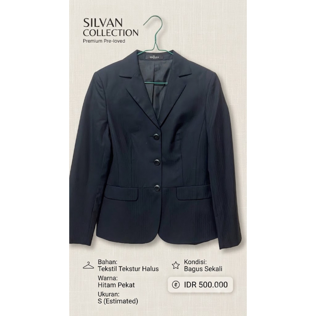 Blazer Wanita Formal Kancing Hitam Lengan Panjang