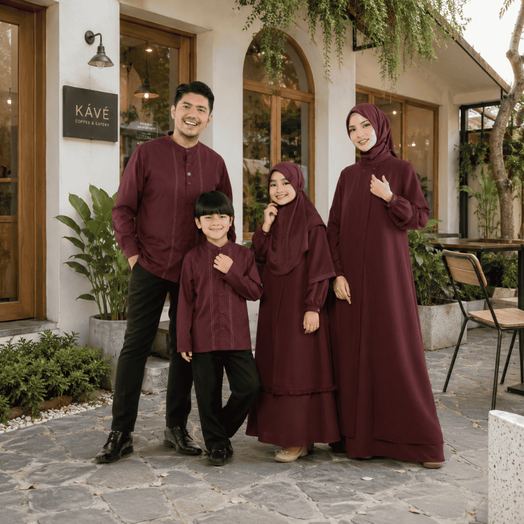 SARIMBIT SERAGAM KELUARGA NIBRAS TERBARU 2026 DIARAYYAKU LYDIA MAROON BY NBRS - BAJU BUSANA MUSLIM L