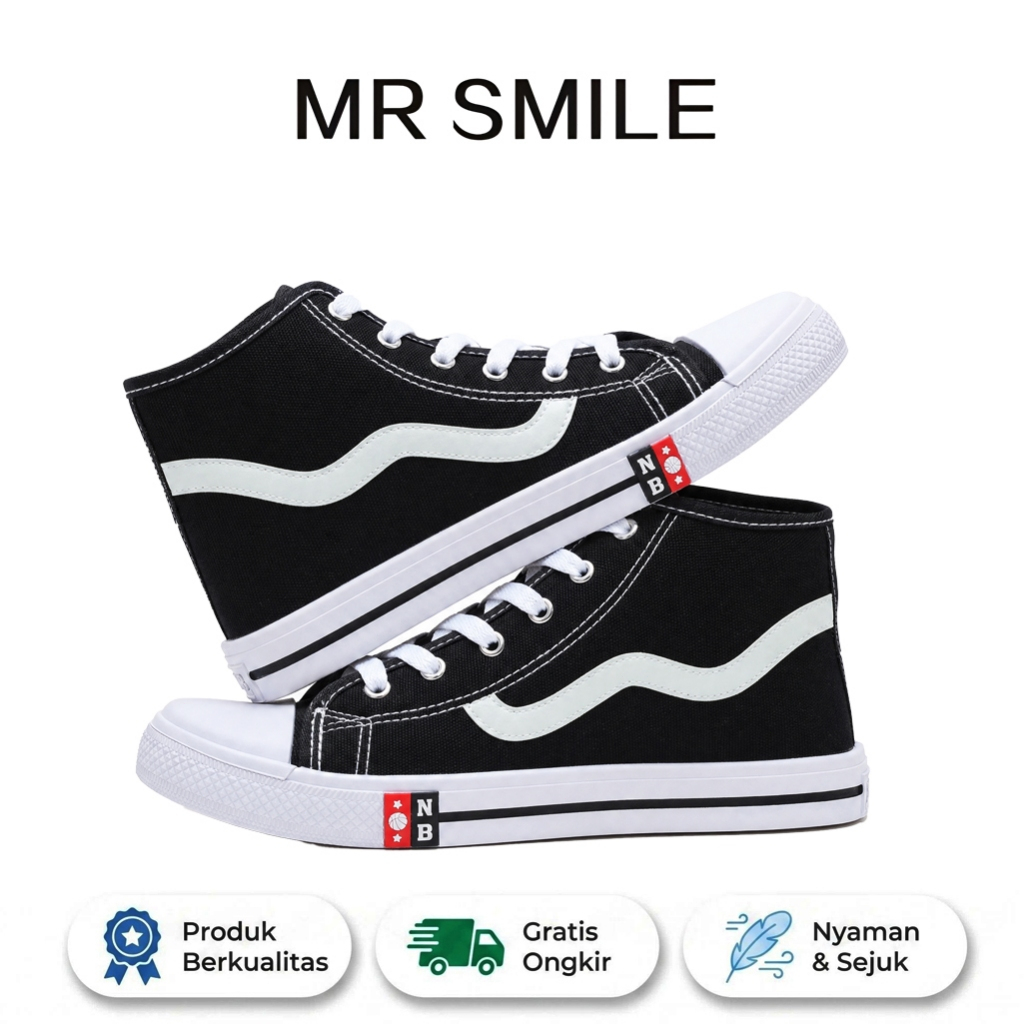 MR SMILE Sepatu Sekolah Anak Unisex - Sol Karet Anti Slip, Nyaman Dipakai, Tersedia Berbagai GY006-6