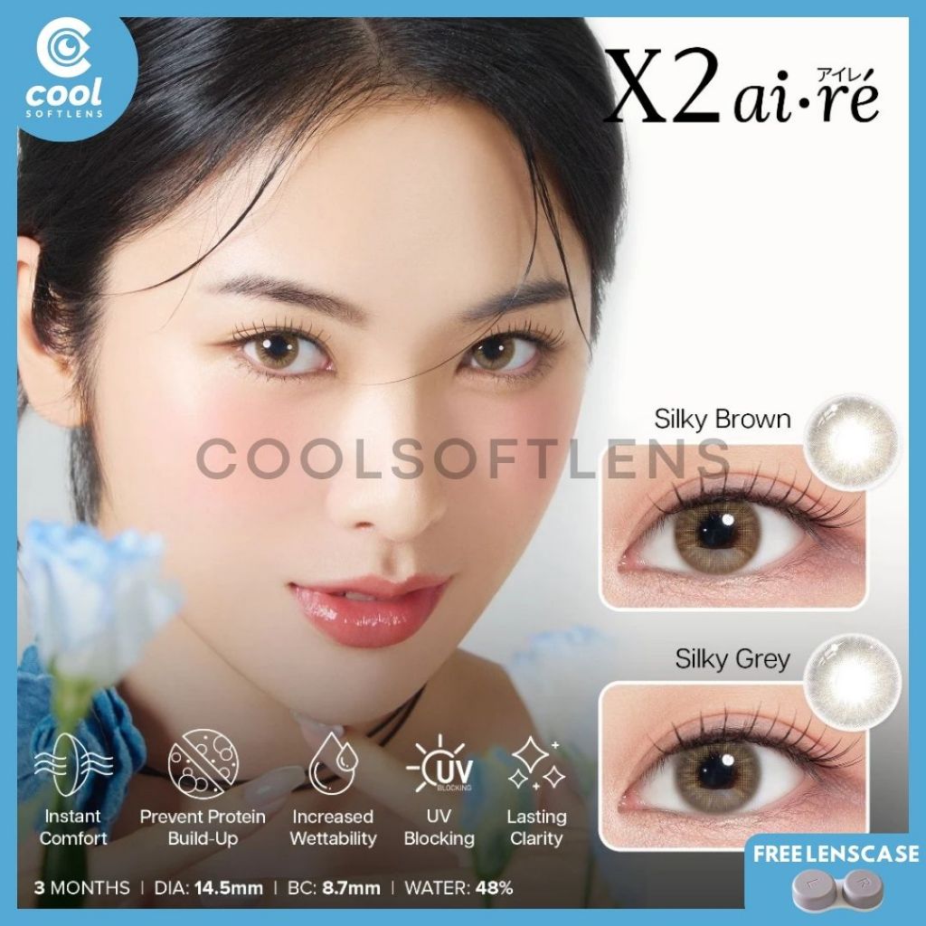 Softlens X2 AIRE SILKY SERIES MPC 14,5 MM G.DIA 13,5MM Normal & Minus (-0,50 S/D -10,00) By X2 / Sof