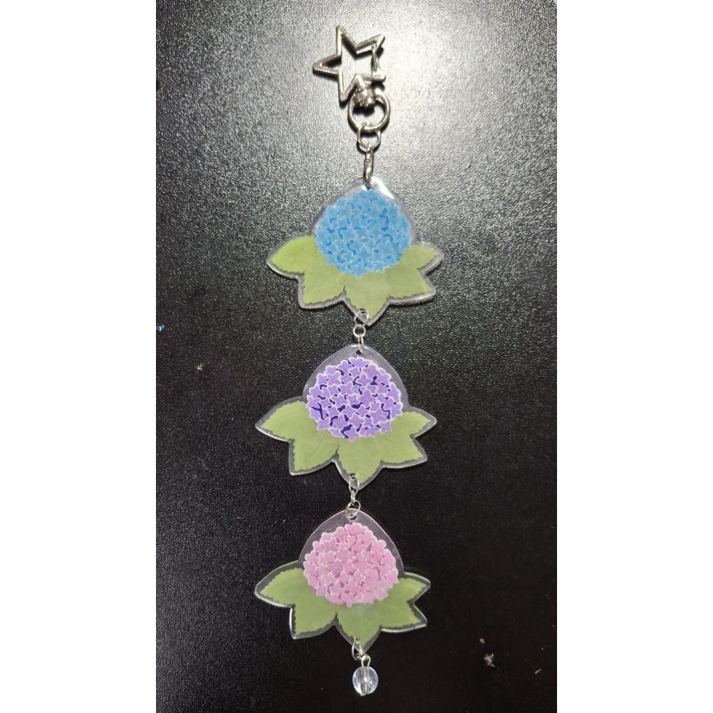 gantungan kunci hydrangea custom shrink paper