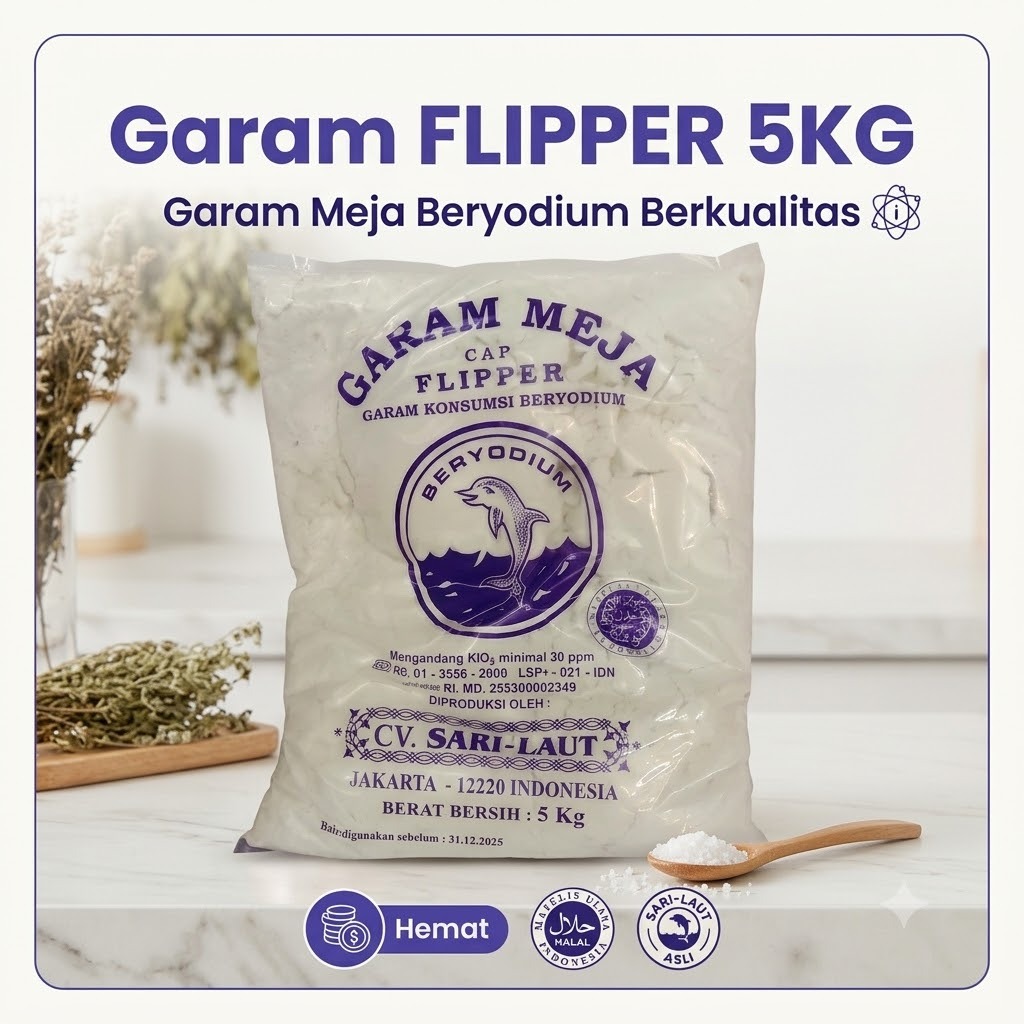 Garam murah cap flipper 5kg - garam meja