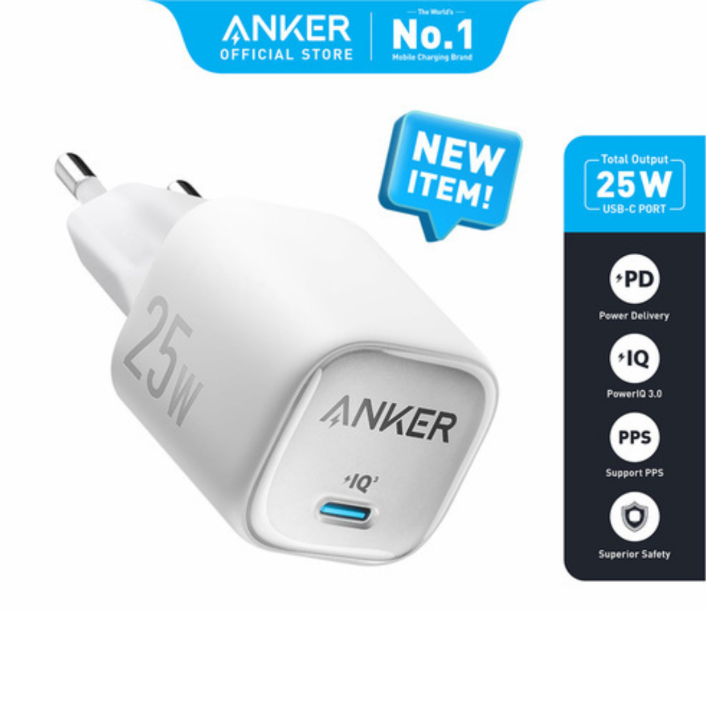 ADAPTER CHARGER ANKER 25W USB C EG/TR/ID/CL A2656L21 PUTIH