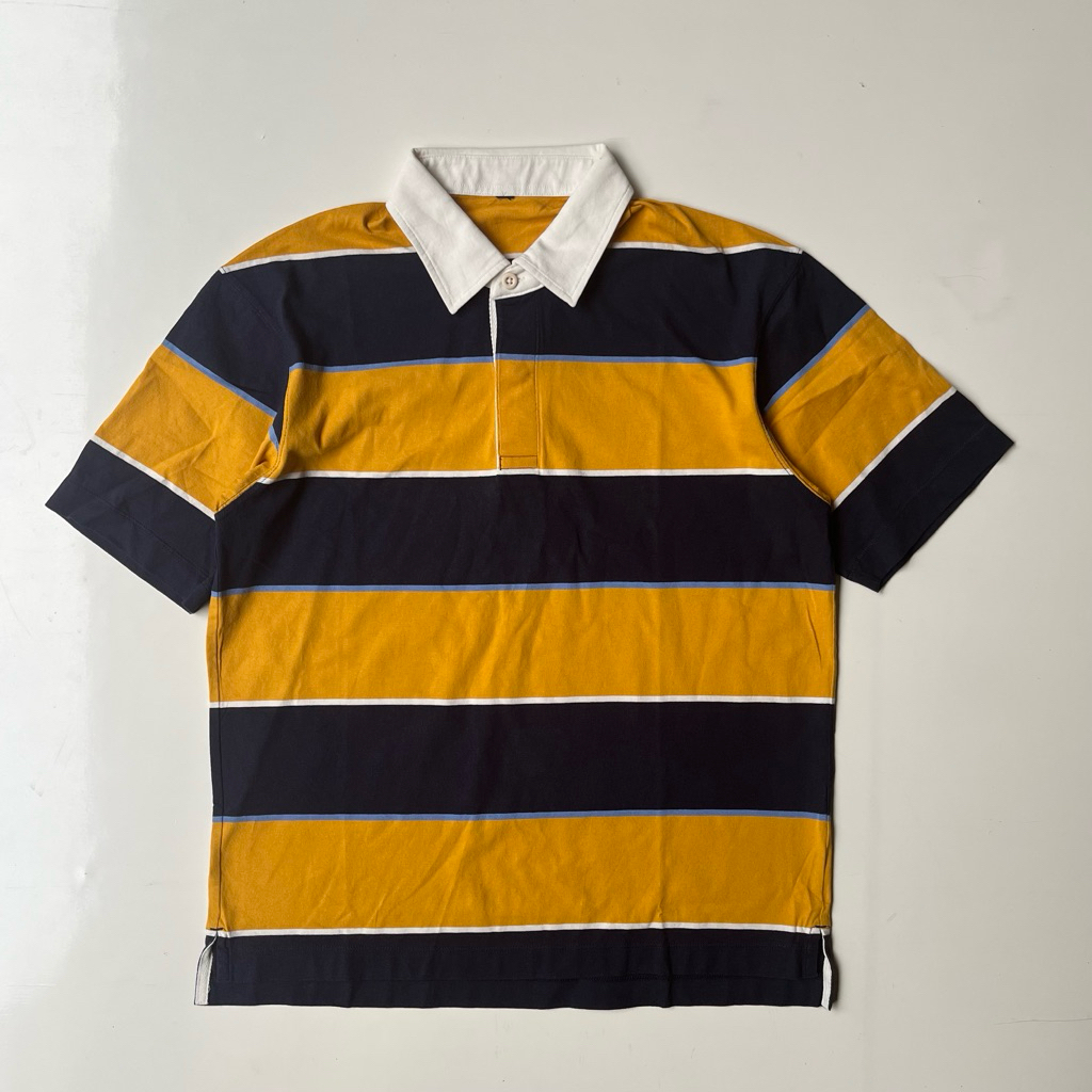 Uniqlo Kaos Polo Rugger Garis Lengan Pendek Original