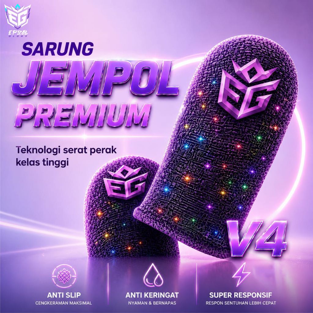 Epical Glory Sarung Jempol Gaming V4 Shining Free Sensi Anti Slip Responsif Silver Fiber Reflektif u