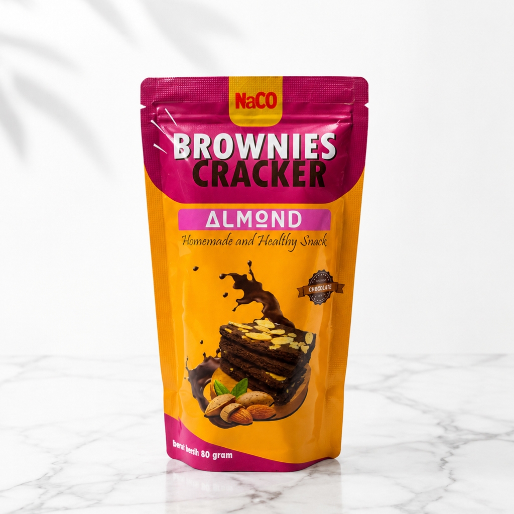 Brownies Cracker Kemasan (Pouch) | Brownies Cokelat Kering Crunchy | Camilan Harian - by Naco
