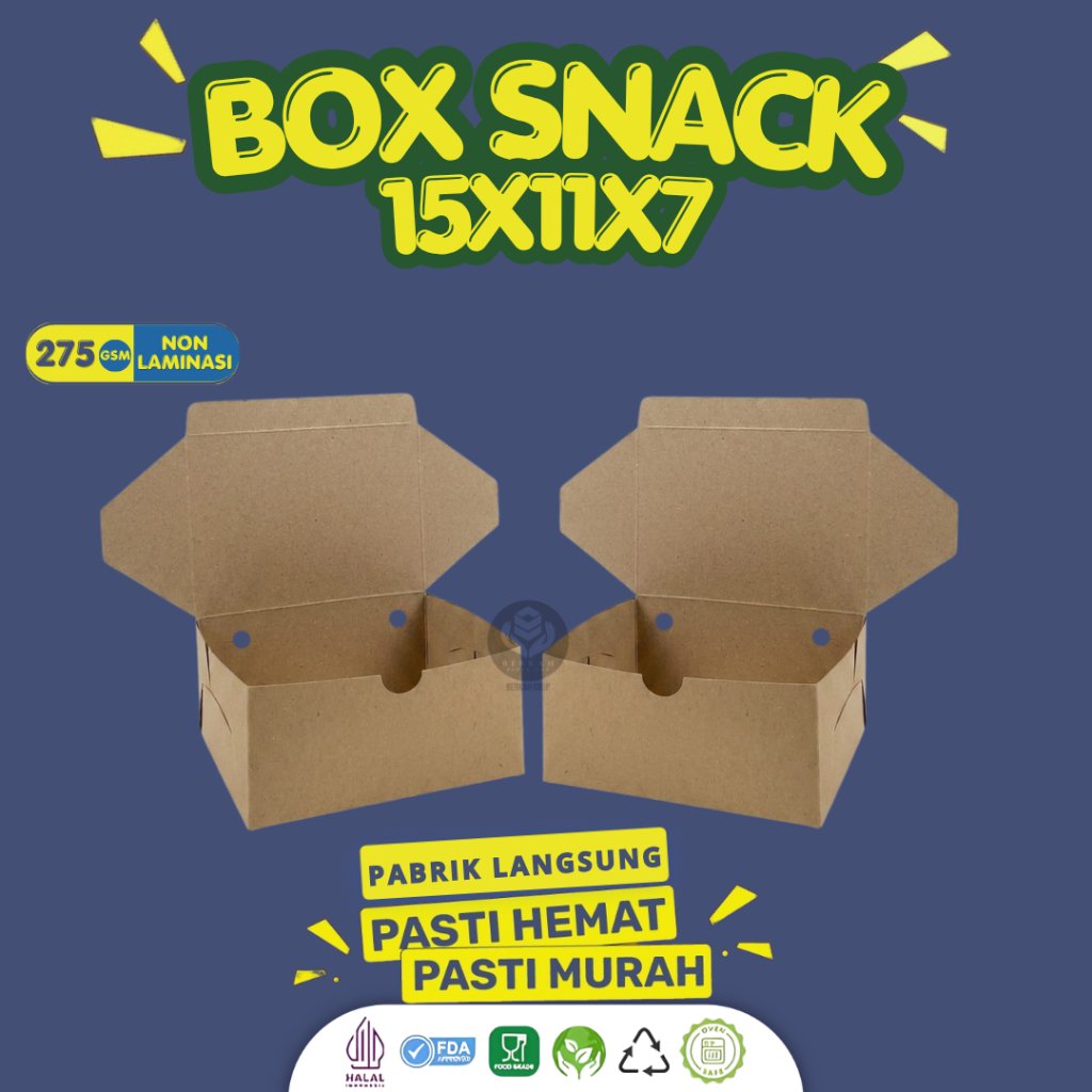 Box Snack 15X11X7 Tebal 275 Gsm Dus Kue Dus 15x11 (B44K1-15X11X7 Cm)