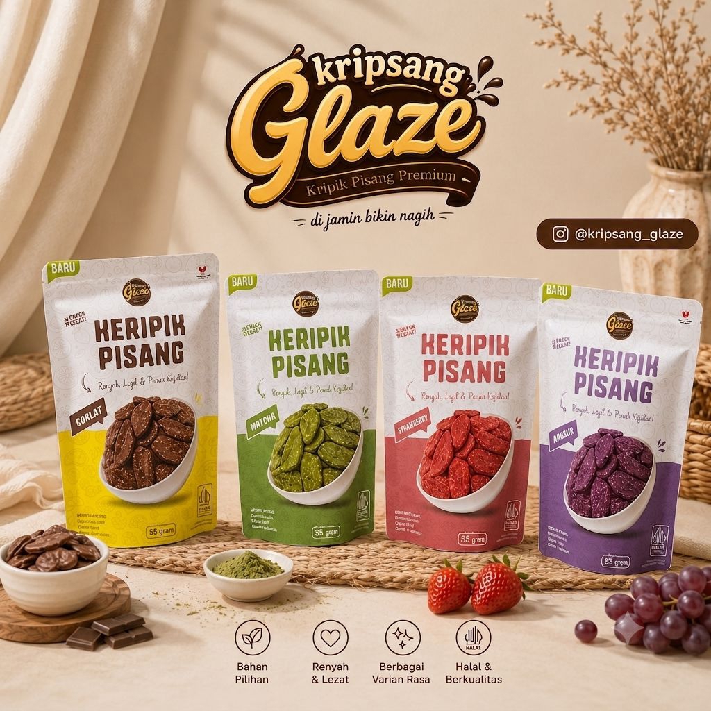Kripsang Glaze Keripik Pisang Coklat Premium 55gr