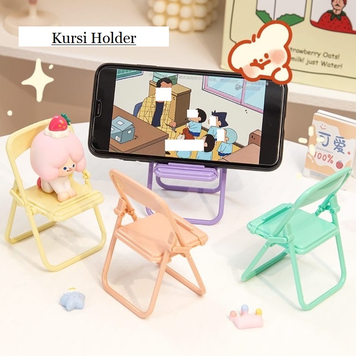 Standing Holder Hp MODEL KURSI Macaron/ Dudukan Hold Handphone Bisa Dilipat / Macaroon Folding Chair