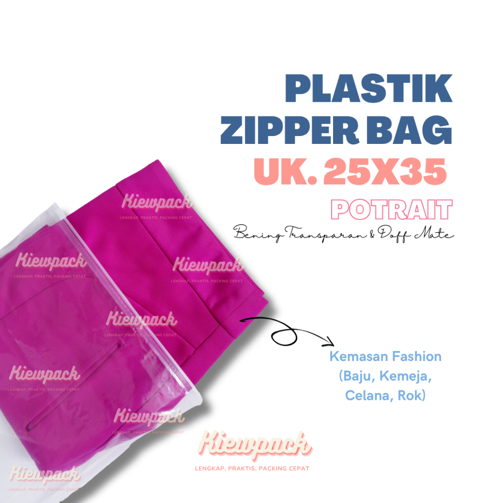 Plastik Klip - Klip - Plastik Ziplock - Plastik Ziplock Baju - Ziplock Bening Dan Doff Potrait 25x35