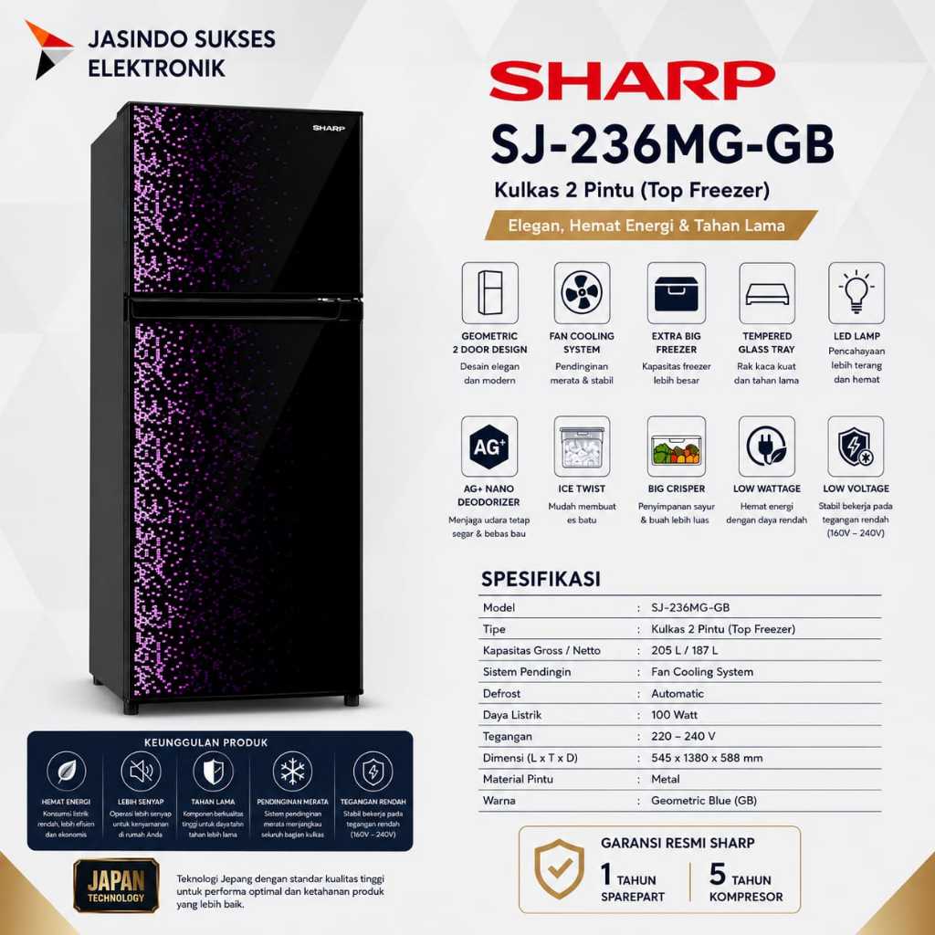 LEMARI ES SHARP 236MG 2 PINTU