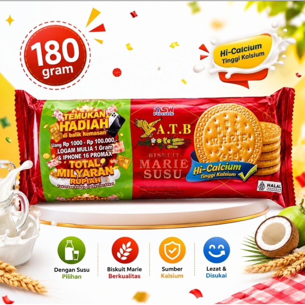ASW Foods Biskuit Marie Susu 180 Gram S1280