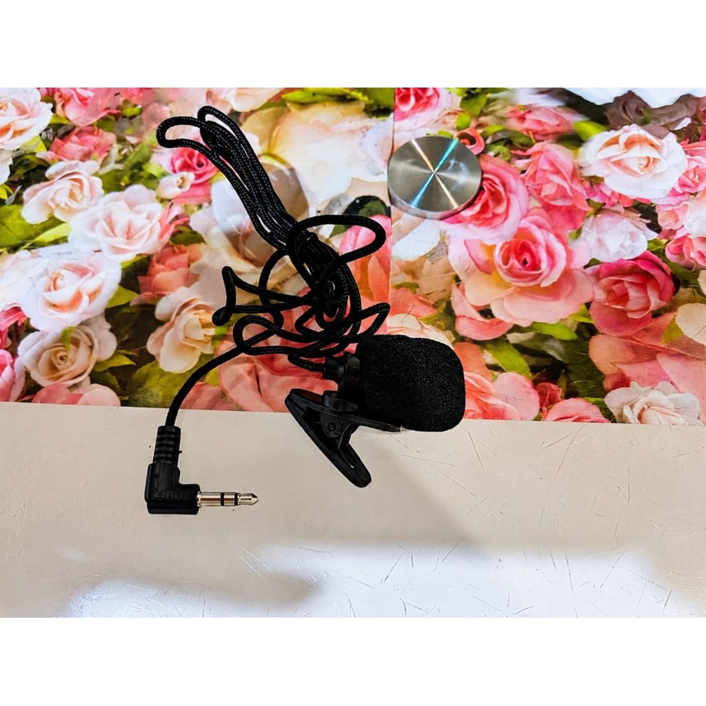 Mic lavalier microphone clip on jepit recording condenser smule joox cable 1 meter kabel  1m