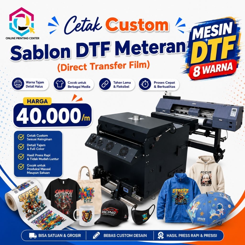 [1HARI JADI] CETAK DTF SABLON METERAN MESIN DTF 8 WARNA / PRINT DTF SABLON CEPAT MURAH BERKUALITAS